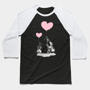 Two cute Elephants with Hearts - Oilpainting of Love Baseball T-Shirt